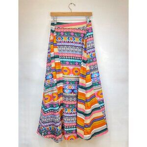 Flint + Moss Small Multicolored Patchwork Boho Aztec A Line Maxi Skirt EUC